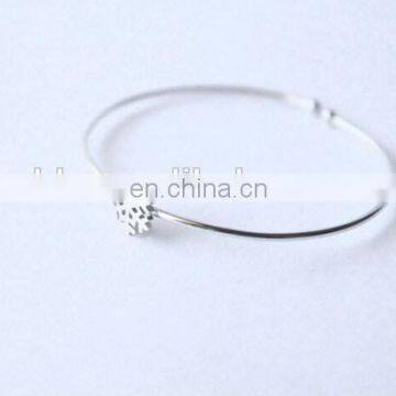 Pave Snowflake Charm Sterling Silver Fashion Bangle Open Cuff Bangle Customized Design Silver Jewellry photo-3