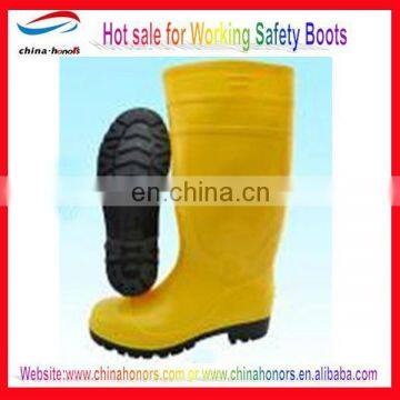 Shining pvc steel toe and plate work boots/steel toe cap and sole safety boots