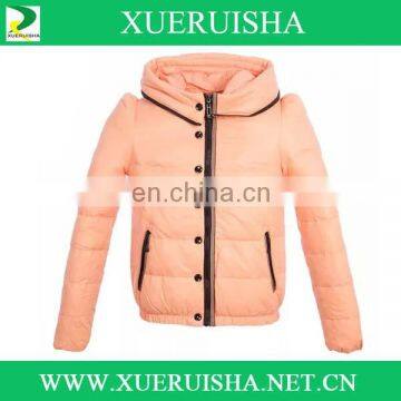 children pink short style down jacket with waterproof cover