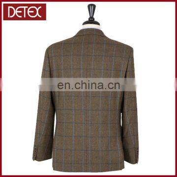 Brown And Blue Checked Luxury Wool Tweed Blazer Men Fashion New photo-3