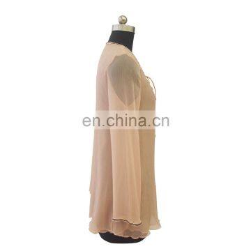 2016 Latest Fashion Design Women Long Sleeve Round Neck Beaded Chiffon Blouse photo-4