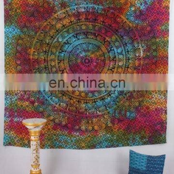 Indian Queen Wall Hanging Multi Colour Tie & Dye Mandala TapestryThrow Hippie Bohemian Decor Boho Art Bedspread