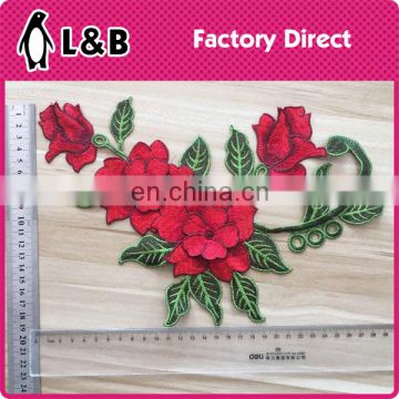 hot sale 3D embroidery trim red flower collar for lady clothing