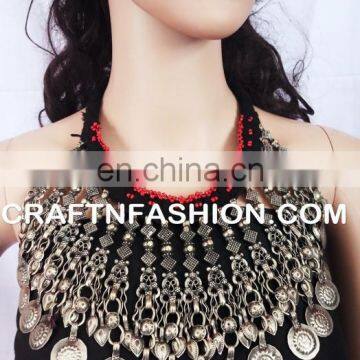 Kuchi Necklace, Vintage Necklace, Afghan Jewelry,Turkoman, Bedouin Necklace, Gypsy Jewelry, Silver Chain Necklace photo-3