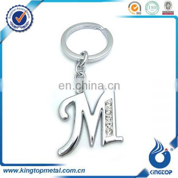 Customized metal rhinestone letter m keychain