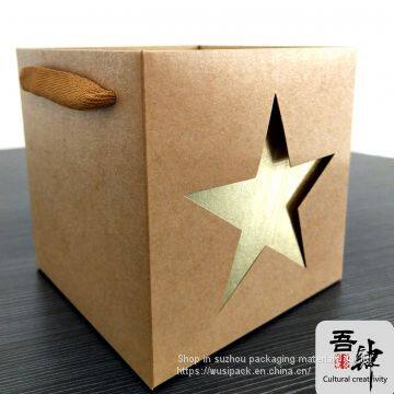 Trapezoidal Flower Foldable Handbag Kraft Paper Gilding, no Adhesive Bonding Five Stars photo-2
