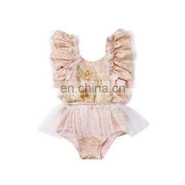 Girls Romper Puff Sleeve Bodysuit Rhinestone Bodysuit