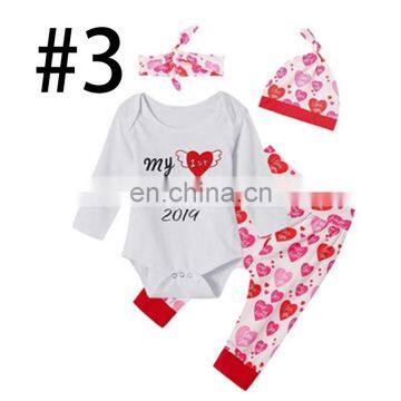 Hello World 2019 Baby Rompers Outfits & Kids Rose Flower Full Print Pants & Hat 3pc Set photo-5