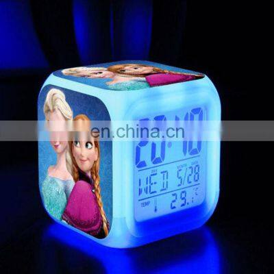 Dice Shape Small Square Cube Glowing LED 7 Colors Changing Home Desk Digital Alarm Clock photo-4