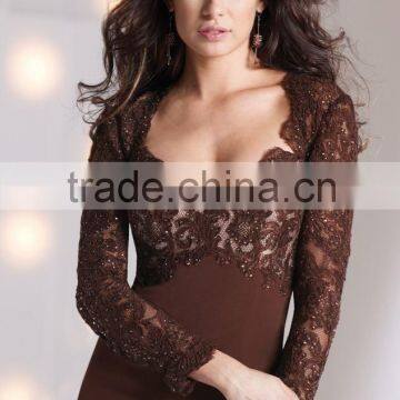 Beautiful Chiffon Mother of the Bride Dress With Long Sleeve Jacket and Lace High Quality Backless Mother of the Bride Dress photo-4