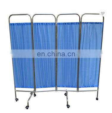 High Quality Portable 4 Folding Stainless Steel Frame 3-part Waterproof Movable Hospital Medical Ward Screen photo-2