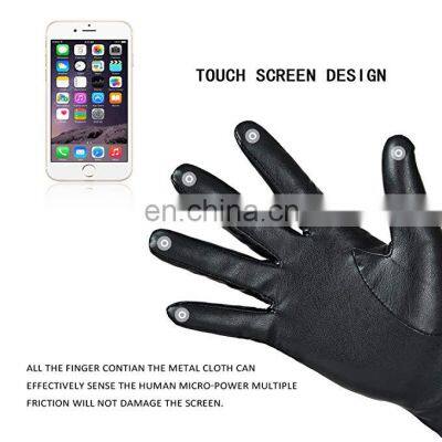 Fashionable Genuine Sheepskin Leather Gloves For Men Winter Warm Comfortable Texting And Driving Leather Gloves photo-3