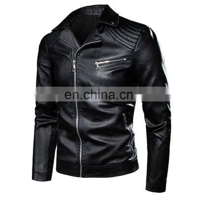 New design  Fashion Leather Jacket Men Autumn Turn-down Collar Slim fit Male Leather Jacket Coats Plus Size M-5XL