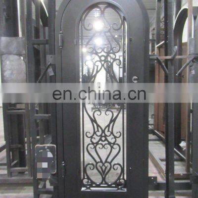 Apartment Decorative Metal Frame Special Flower Scrolls Design Security Back and Front Wrought Iron Single Swing Door for Home
