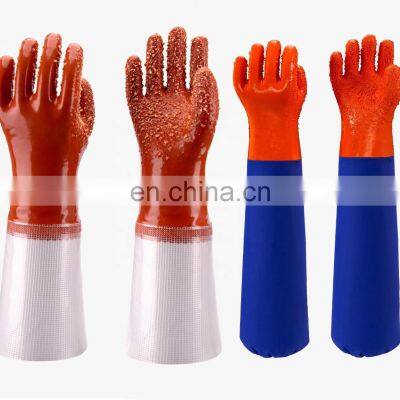 66 cm Long Sleeve Waterproof Rubber Dots On Palm PVC Work Gloves Fishing Gloves