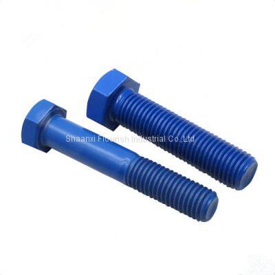 BLUE PTFE COATING CORROSION RESISTANT HEX HEAD BOLT WITH NUT AND WASHER photo-2