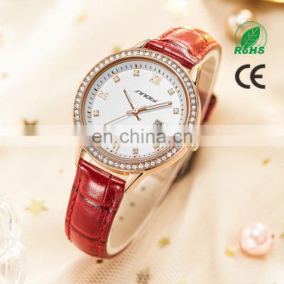 Sinobi Classical Waterproof Watch Sinobi For Woman S9846L Luxury Leather Strap Factory Wholesale Price Watches Female Clock