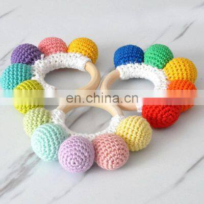 Best Price Montessori Colorful Crochet Rattle, Rainbow Amigurumi Rattle Handmade Kid's Toy Vietnam Supplier Cheap Wholesale