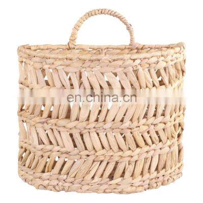Hot Sale Water Hyacinth and Jute Antique Wicker Wall Hanging Baskets for Plants Accessories Flower Holder Supplier photo-5