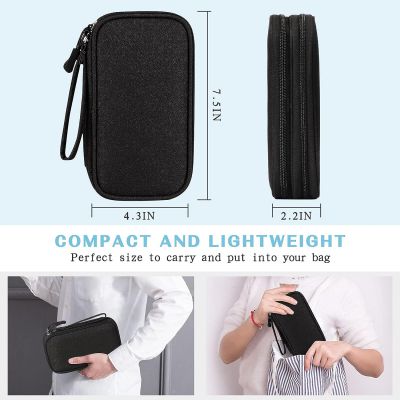 Travel Cable Organizer Pouch Electronic Accessories Carry Case Portable Waterproof Double Layers All-in-One Storage Bag for Cord, Charger, Phone, Earphone Black