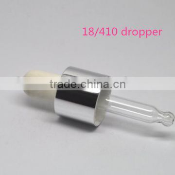 wholesale 18/410 shiny silver metal dropper with NBR stopper