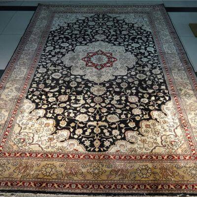 5X8ft Black Blue Color Handmade Silk Persian Carpet for Home photo-5
