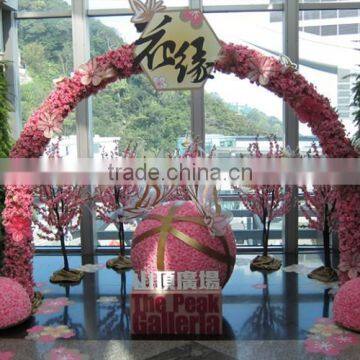 Spring festival indoor pink flower arches decorations