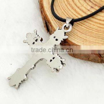 China Supplier New Products Men Necklace Cross Pendant Leather Chain Necklace photo-6