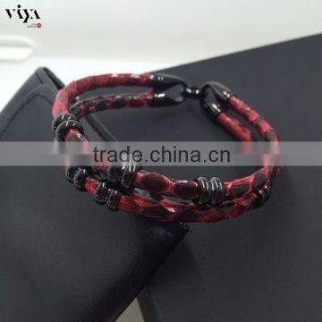 2016 New Designs Hot Sale Genuine Stingray Leather Bracelet Men Beads Bracelet For Man