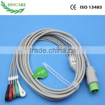 5 leads spacelabs ecg cable with snap, AHA