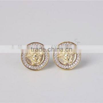 Factory Direct Sale Round Shape Zicon 925 Silver Stud Hip Hop Medusa Earring Jewelry photo-3