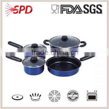 High quality SGS FDA 7 pcs die casting Nonstick metal color coating with Bakelite Handle