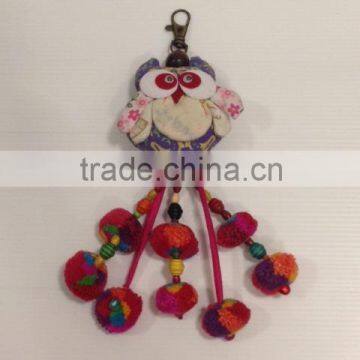 Hmong handmade cute owl keychain with ponpons