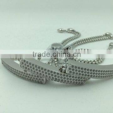 High End Quality CZ Stone setting adjustable wire bangle bracelet wholesale