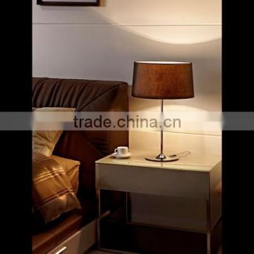 UL CUL modern brushed nickel simple hotel lamp with silk lamp shade for home decor