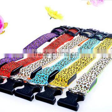 Dog Glow Flashing LED Collar Leopard Print Puppy Necklace Luminous Pet Decors Productos Para dog harness Led