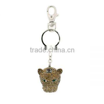 Crystal accents tiger head keychain