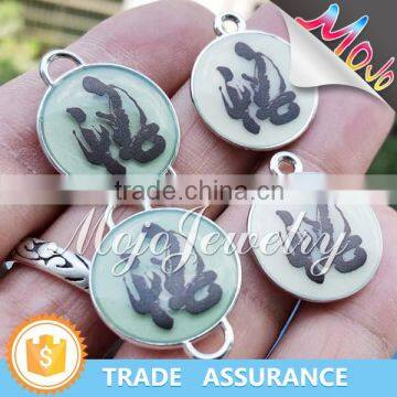 Round Imitation Rhodium Plating Glow in The Dark With Printed Chinese Symbols Wholesale Charms photo-2