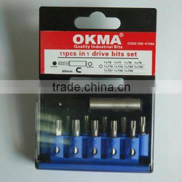 11pcs Hex screwdriver bits with one bit holder set