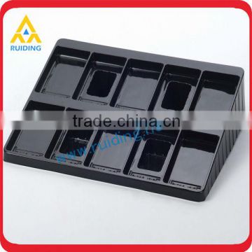 Plastic flocking blister tray container for bottled cosmetic/wine