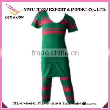 Yiwu Wholesale Stripes Top Design Children Clothes Fitness Seamless Kids Sets