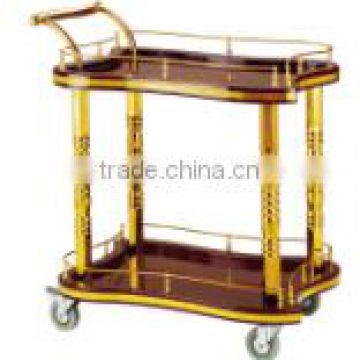 Rome two layer wooden pillar Luxury hotel wood wine liquor trolley service cat for restaurant or hotel