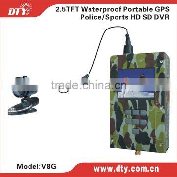 Portable and waterproof dvr with GPS , mini portable dvr with monitor,V8G