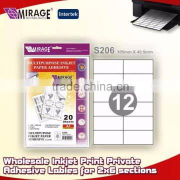 Wholesale Inkjet Print Private Adhesive Lables for 2x6 sections