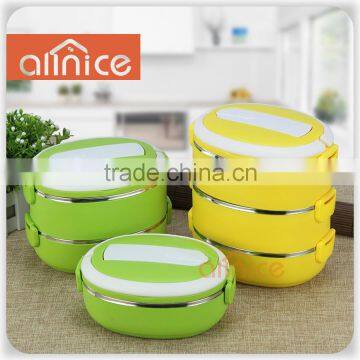 Tiffin lunch box carrier new portabl cover design with Invisible gift spoon - Leak Proof - Individual Locking Clips Bento Lunch