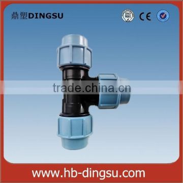 PP compression fittings 20-110 equal tee pp fitting