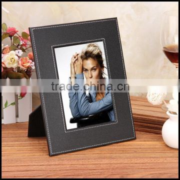 Sheng Rende high quality leather 7 inch rectangle plain European fashion photo black leather photo frame