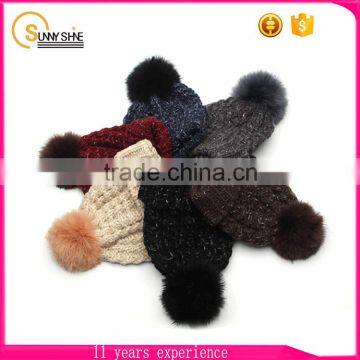 Cheap Beanie Hat Custom Pom-pom Wool Knitted Beanie Hat                        
                                                Quality Choice