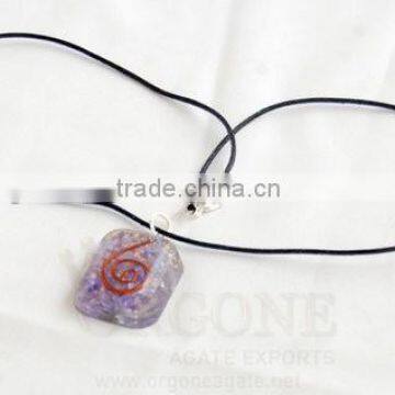 Indigo Orgone Rounded Square Pendant With Cord