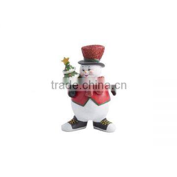 Resin Statues Decorative Chrismas Ornament Snowman Apple Figurines photo-3